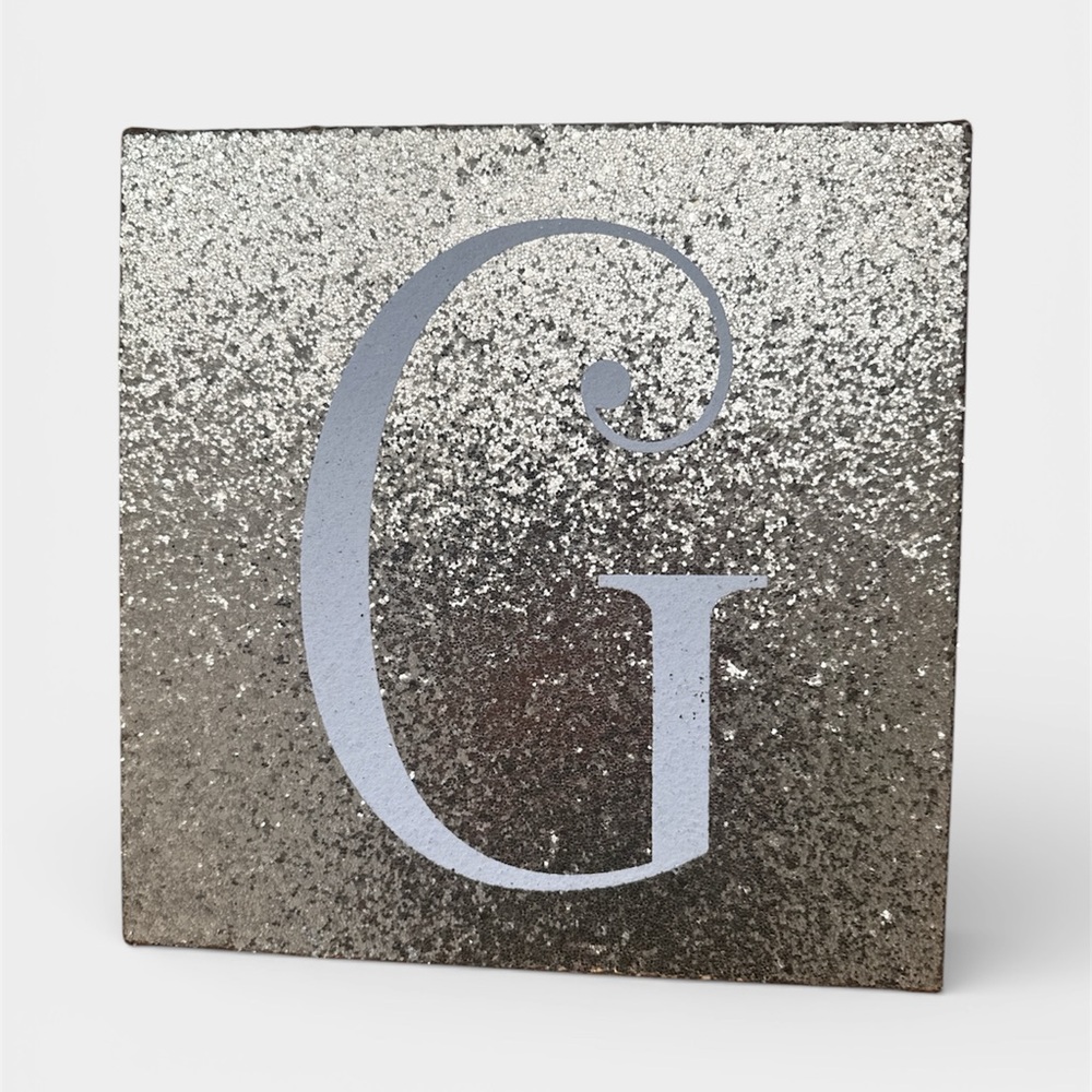 Gold Glitter Monogram Wall Art